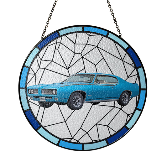Custom 1969 Pontiac GTO Stained Glass Suncatcher for Window Hanging