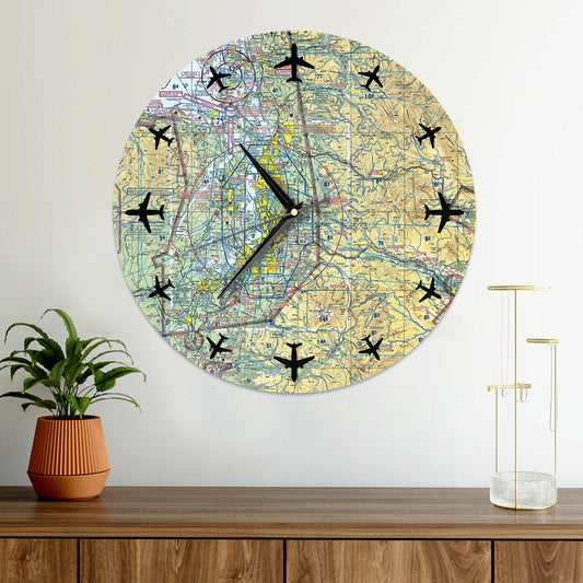 Custom Aviation Sectional Wooden Clock