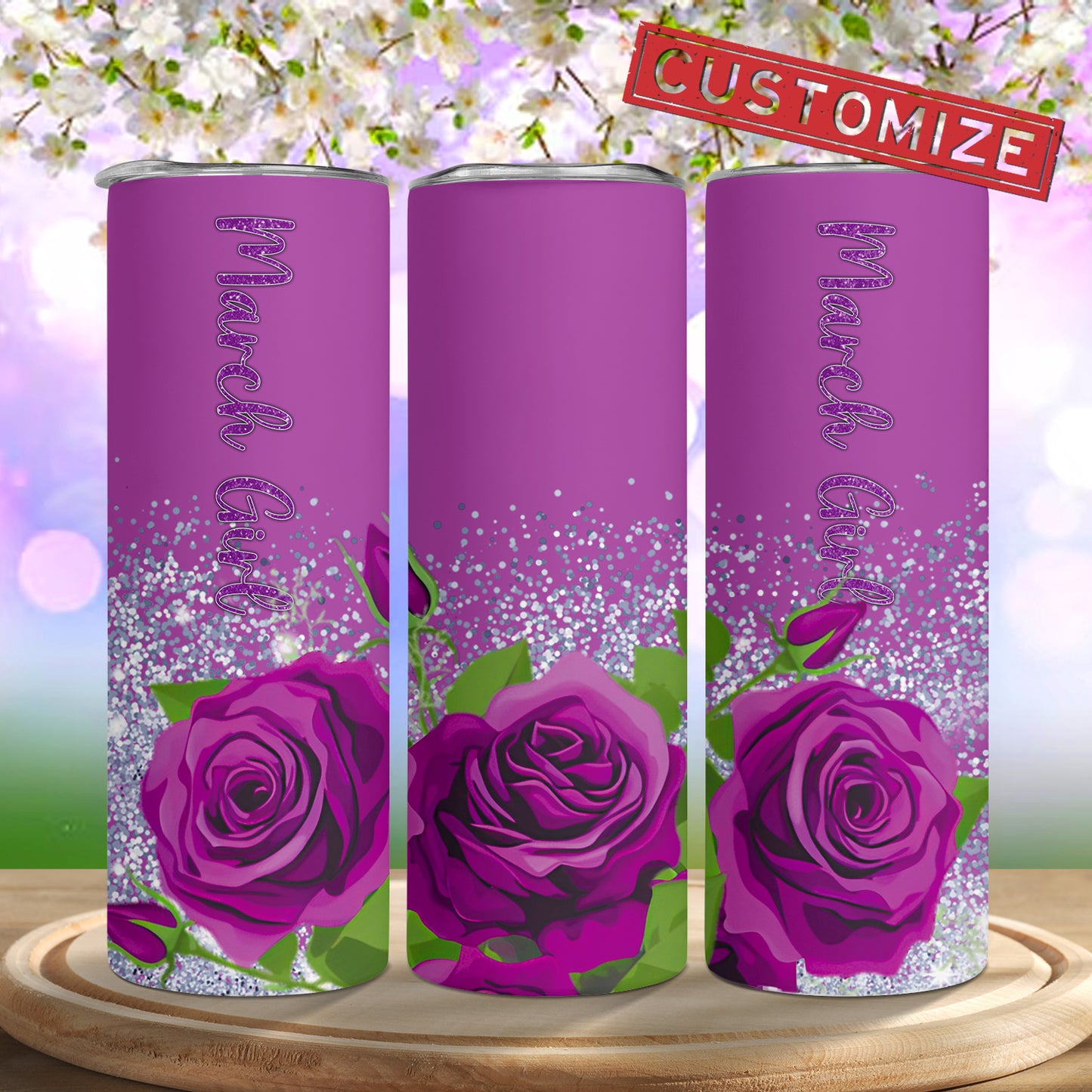 Custom Birthday Month Skinny Tumbler Stainless Steel with Lids 20OZ