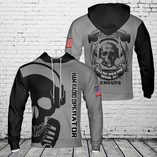 Custom Call Sign Ham Radio Operator 3D Hoodie