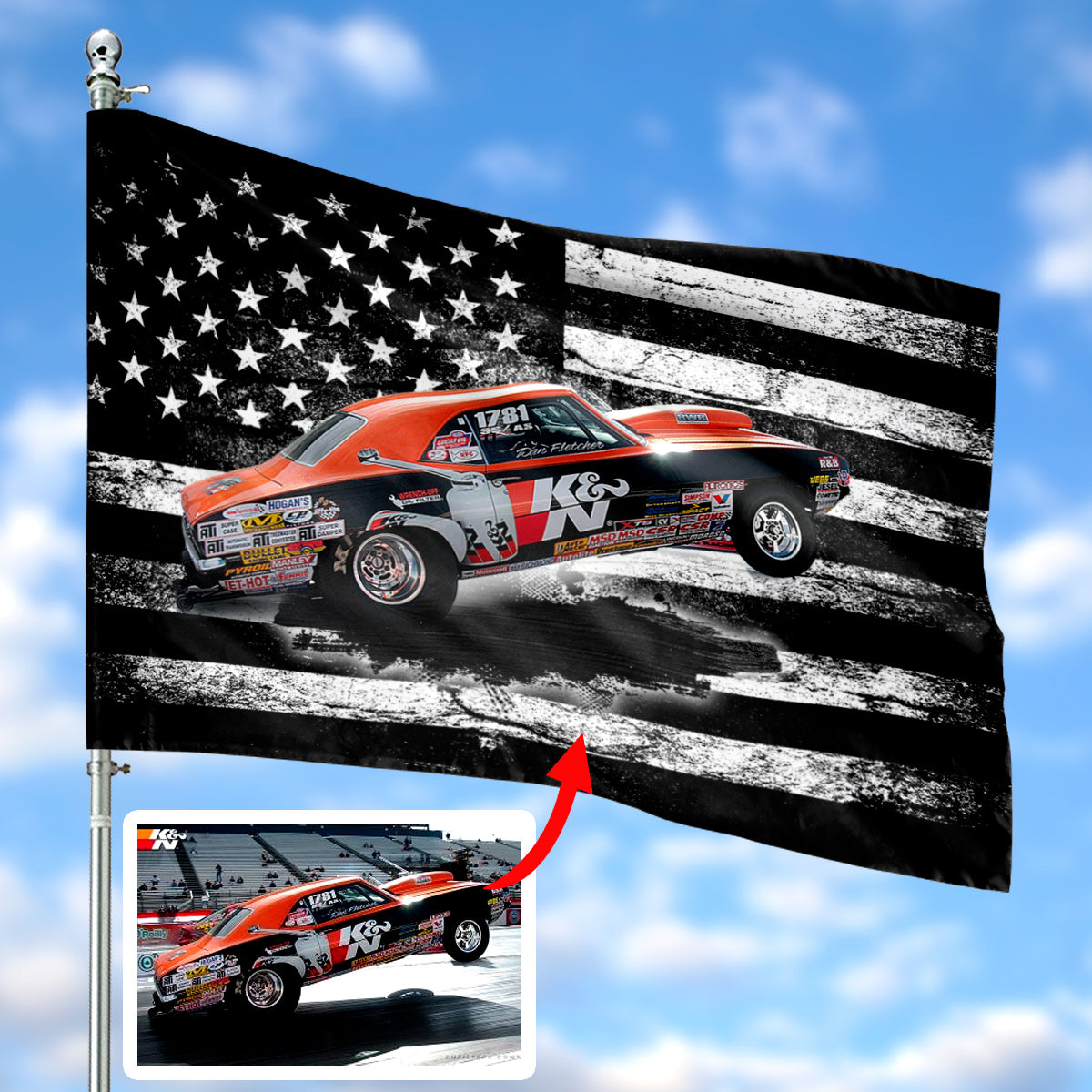 Custom Car Photo Drag Racing House Flag