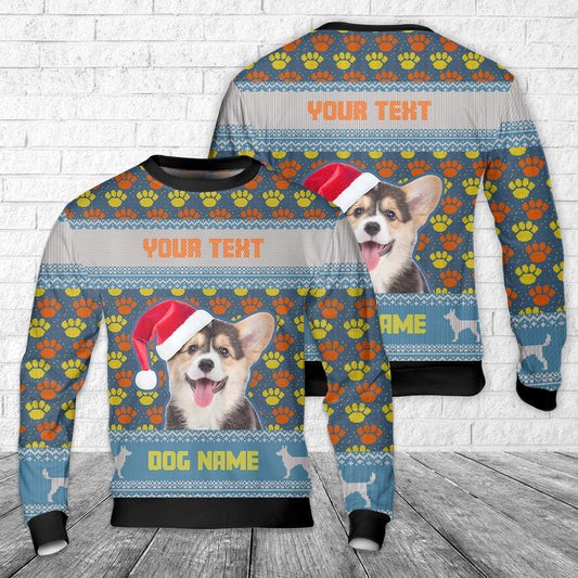 Custom Dog Photo & Name AOP Christmas Sweater