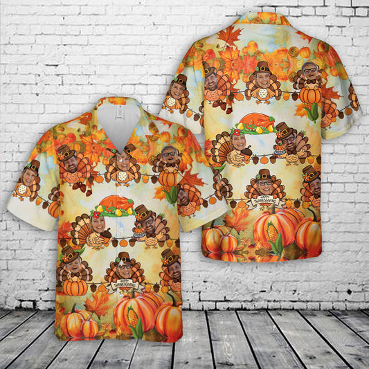 Custom Face Family Thanksgiving Hawaiian Shirt