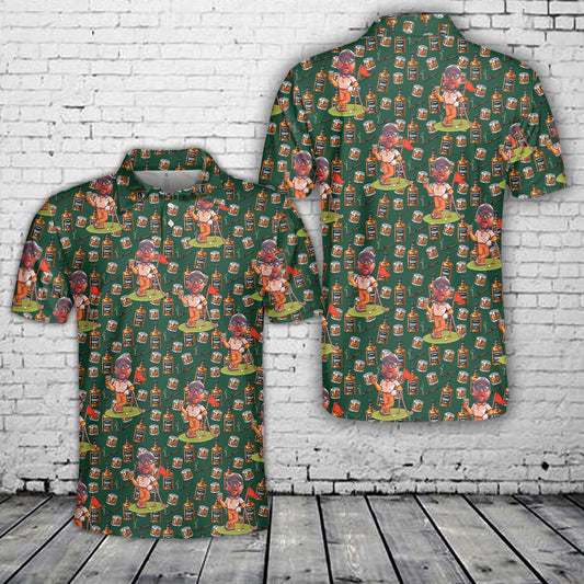 Custom Face Whiskey Cigar Golf Polo Shirt