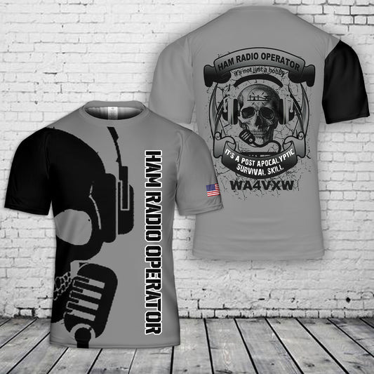 Custom Call Sign Ham Radio Operator 3D T-Shirt NLSI2205PT06