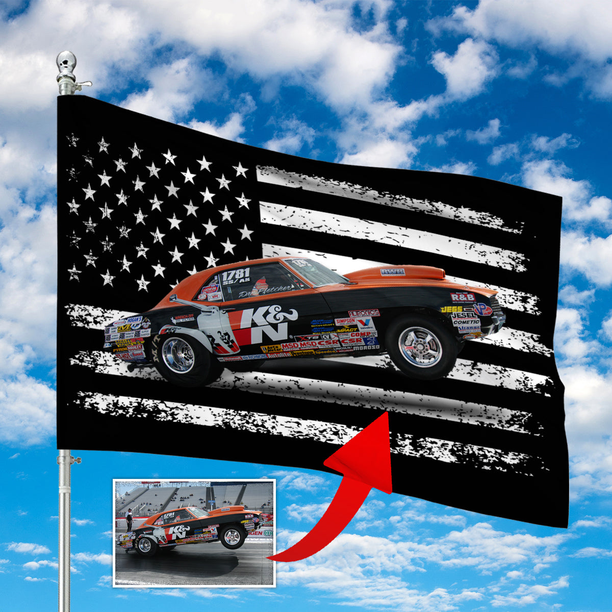 Custom Image Drag Racing American Flag – Merch Gears