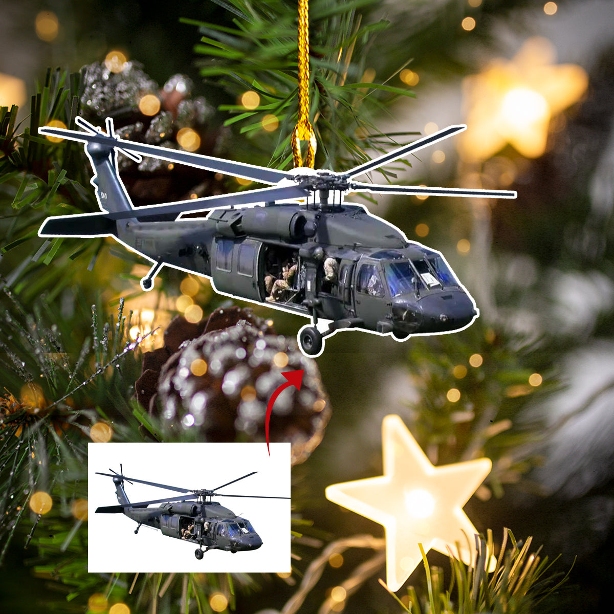 Custom Image Helicopter Christmas Ornament