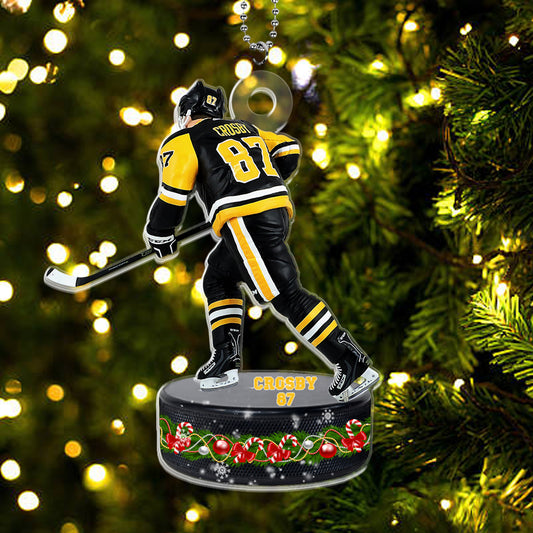 Custom Image, Name & Number Hockey Christmas Ornament
