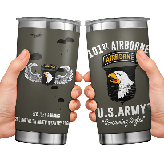 Custom Name, Rank & Unit US Army 101st Airborne Division Tumbler 20oz