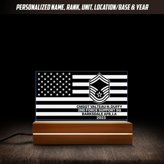 Custom Name, Rank, Unit, Location/Base, Year US Air Force Custom Shape Photo Night Light