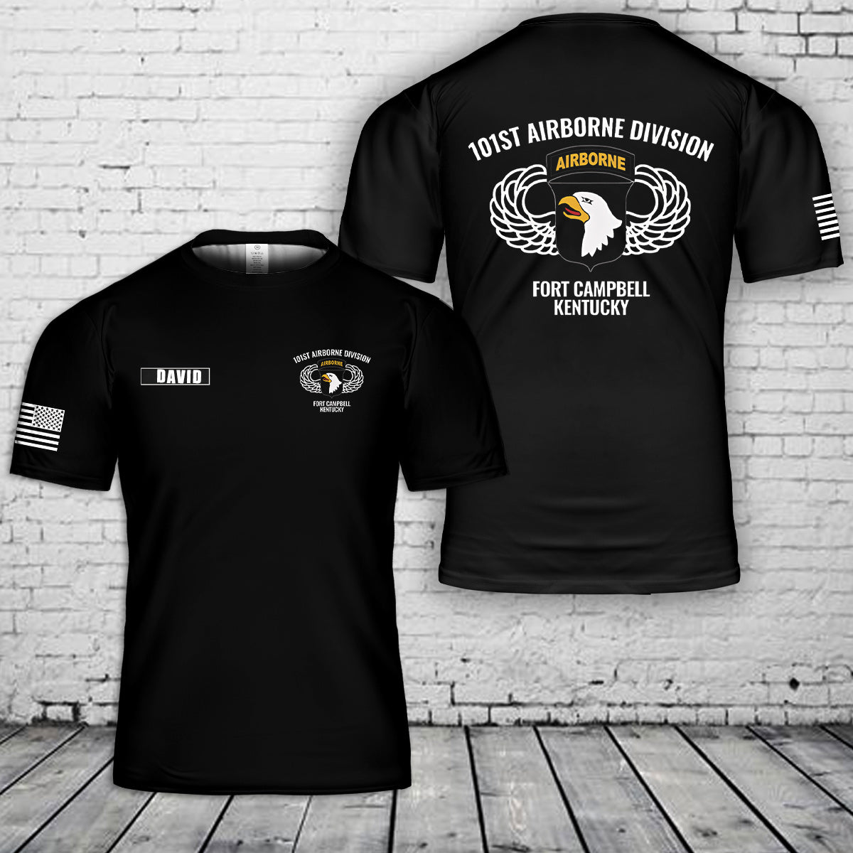 Custom Name 101st Airborne Division Fort Campbell, Kentucky 3D T-Shirt