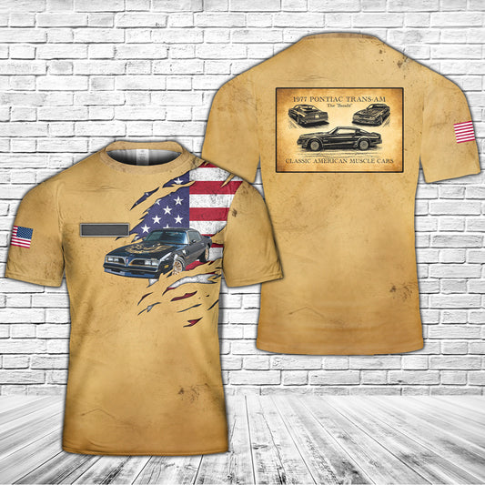 Custom Name 1977 Pontiac Firebird Trans Am Bandit T-Shirt 3D