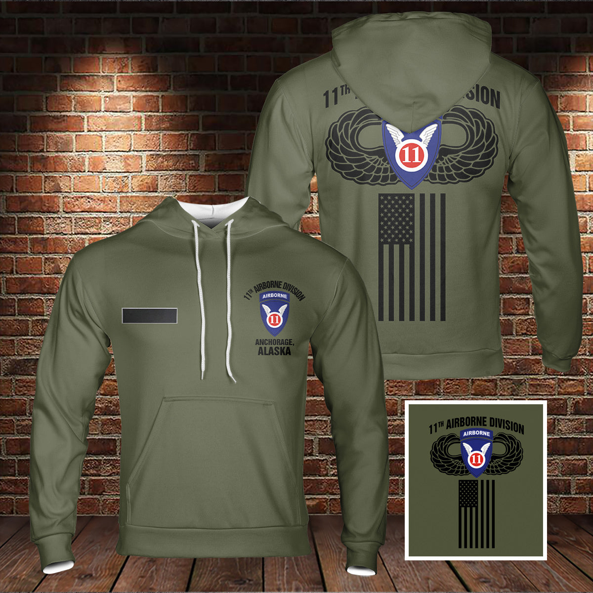 Custom Name US Army 11th Airborne Division Hoodie 3D
