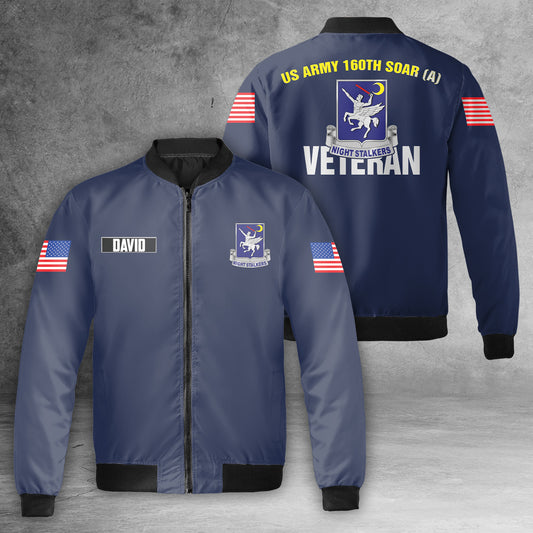 Custom Name 160th SOAR Special Operations Aviation Regiment Night Stalkers AOP Fleece Bomber Jacket