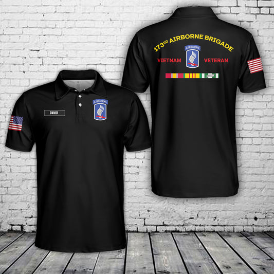 Custom Name 173rd Airborne Brigade Vietnam Polo Shirt