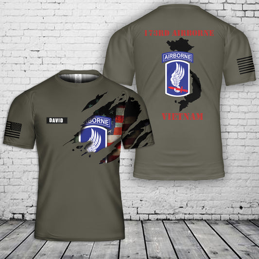 Custom Name 173rd Airborne Brigade Vietnam Veteran 3D T-Shirt