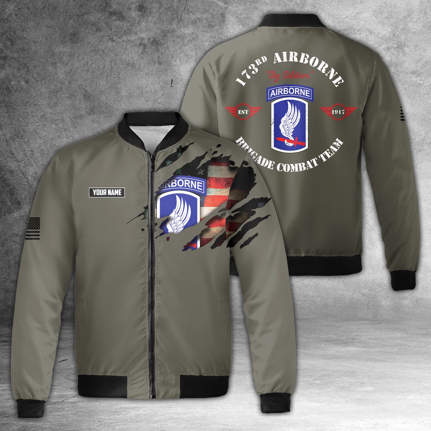 Custom Name 173rd Airborne Regiment AOP Fleece Bomber Jacket