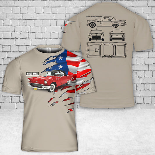Custom Name 1957 Ford Thunderbird 3D T-Shirt
