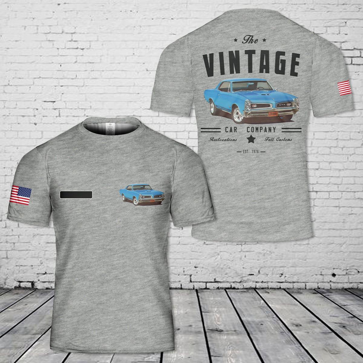 Custom Name 1966 Pontiac GTO Vintage Garage T-Shirt 3D