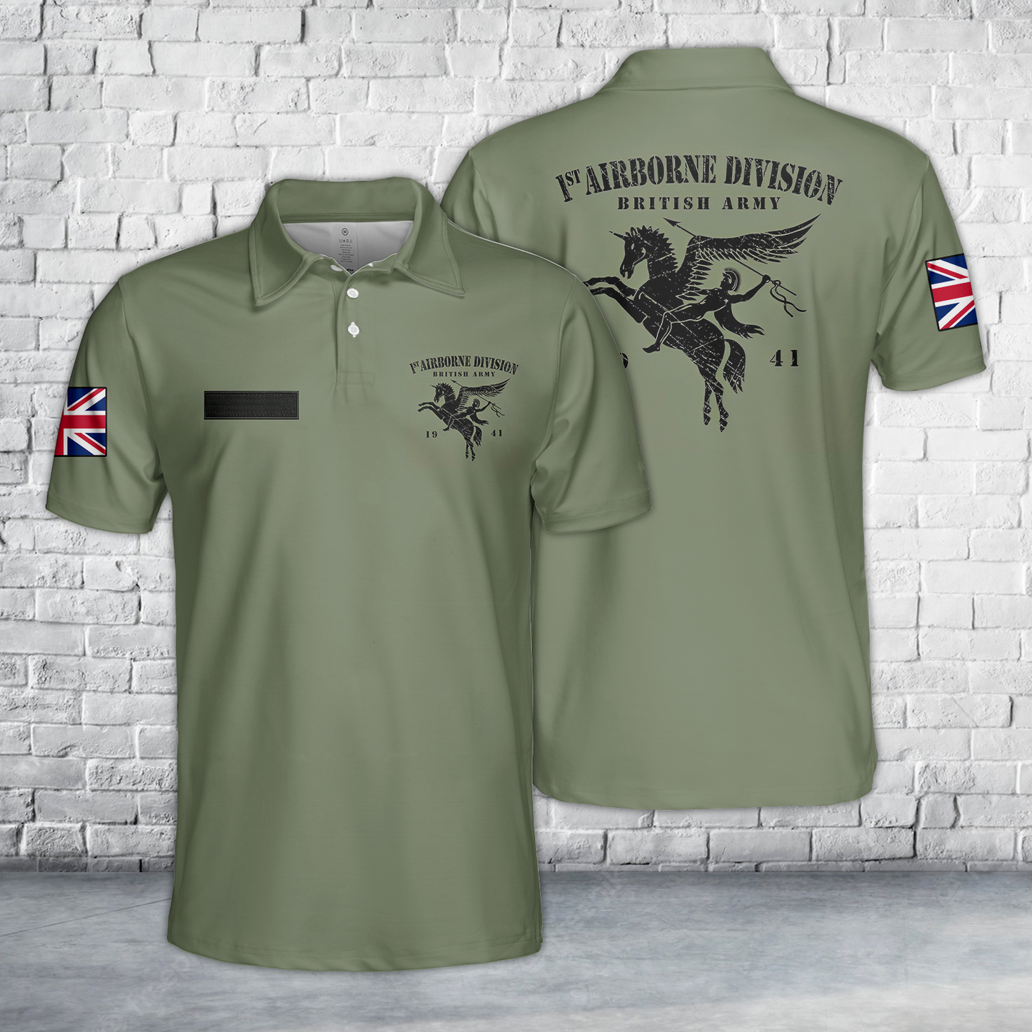 Custom Name 1st British Army Airborne Division Polo Shirt