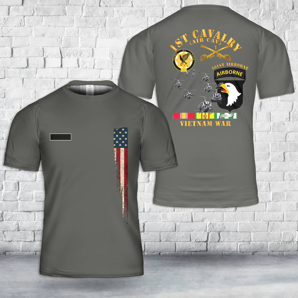 Custom Name 1st Cavalry (Air Cav) - 101st Airborne T-Shirt 3D