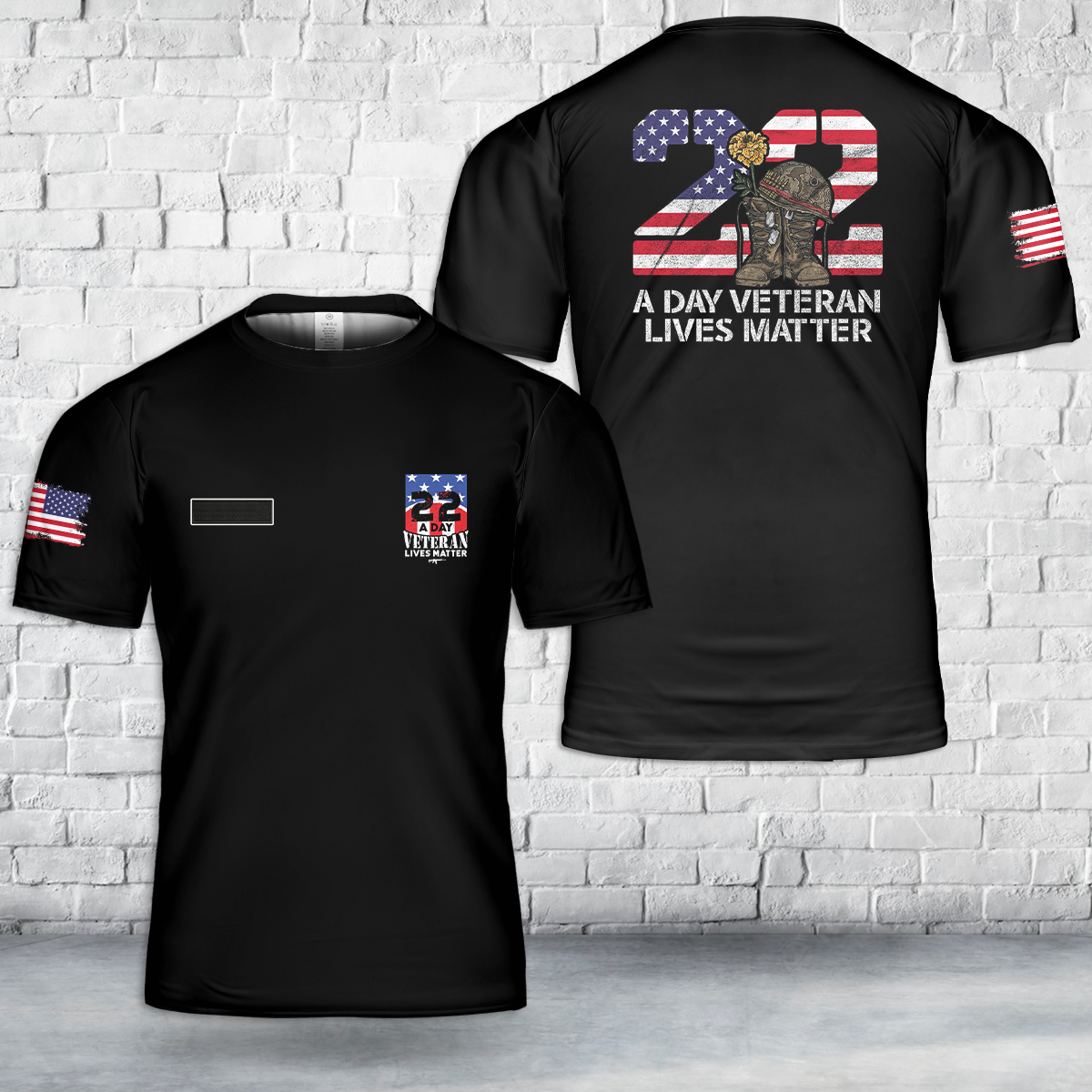 Custom Name 22 A Day Veteran Lives Matter - Veteran Day T-Shirt 3D