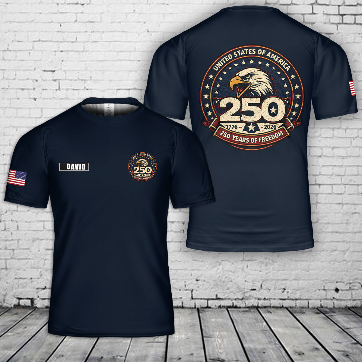 Custom Name 250th Anniversary 1776-2026 3D T-Shirt