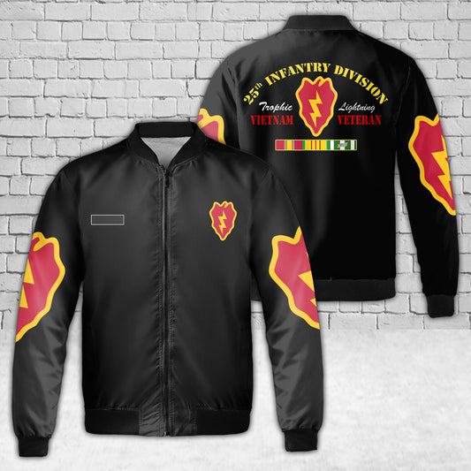 Custom Name 25th Infantry Division Vietnam AOP Fleece Bomber Jacket