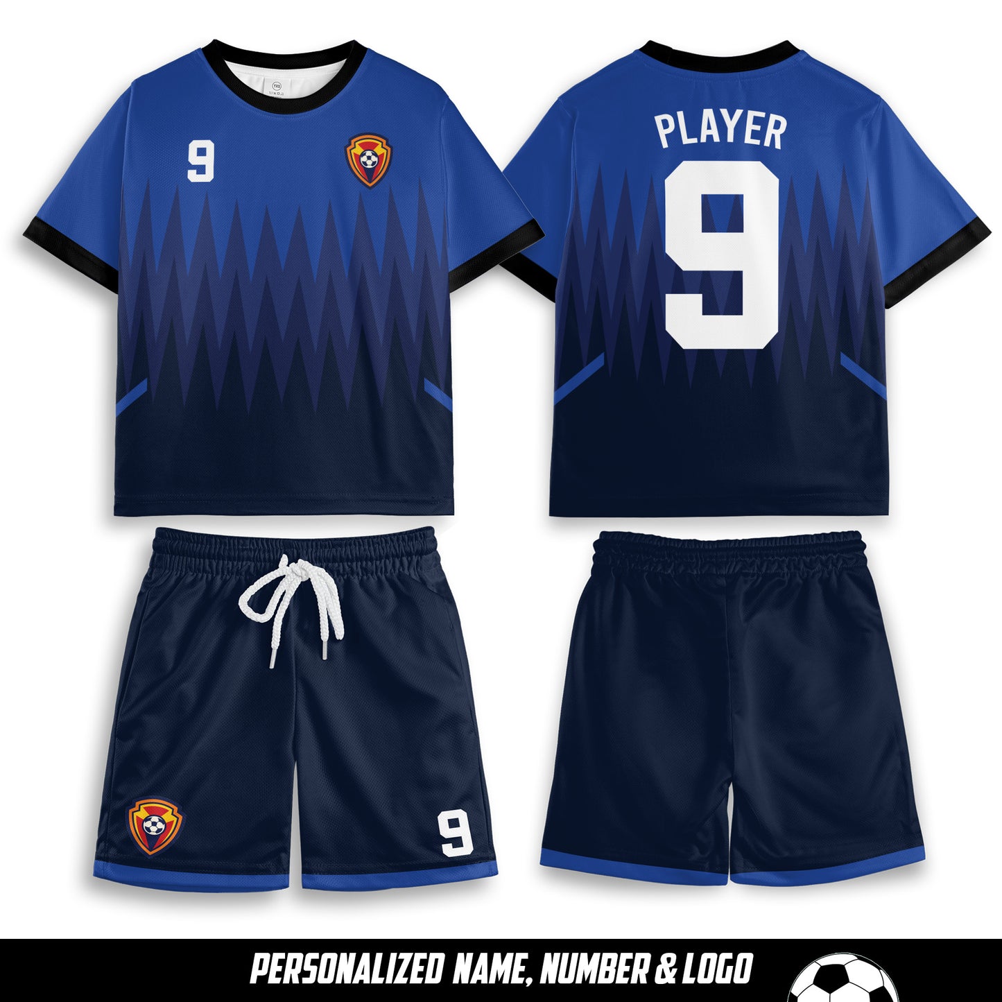 Custom Name, Number And Logo AOP Youth Soccer Jersey Set