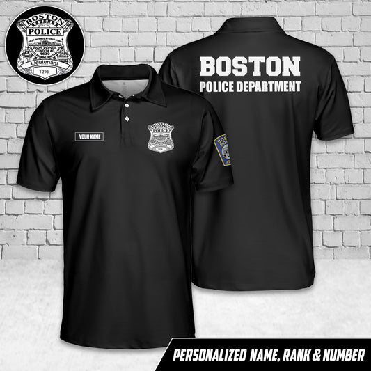 Custom Name, Rank And Number Boston, Massachusetts, Boston Police Department (BPD) Polo Shirt