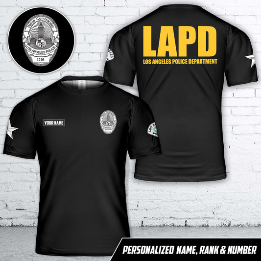 Custom Name, Rank And Number Los Angeles, California, Los Angeles Police Department (LAPD) T-Shirt 3D