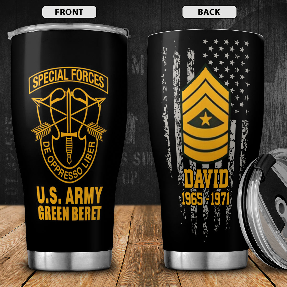 Custom Name, Rank And Year US Army Green Beret Special Forces Tumbler 20oz