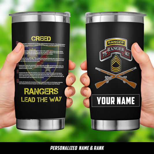 Custom Name, Rank US Army 75th Ranger Regiment Tumbler 20oz