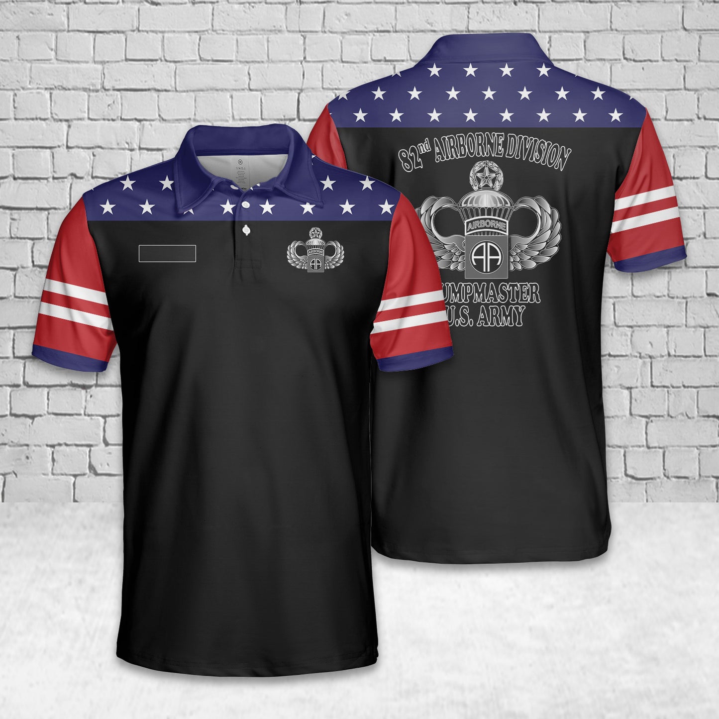 Custom Name US Army 82nd Airborne Jumpmaster - Master Jump Wings Polo Shirt