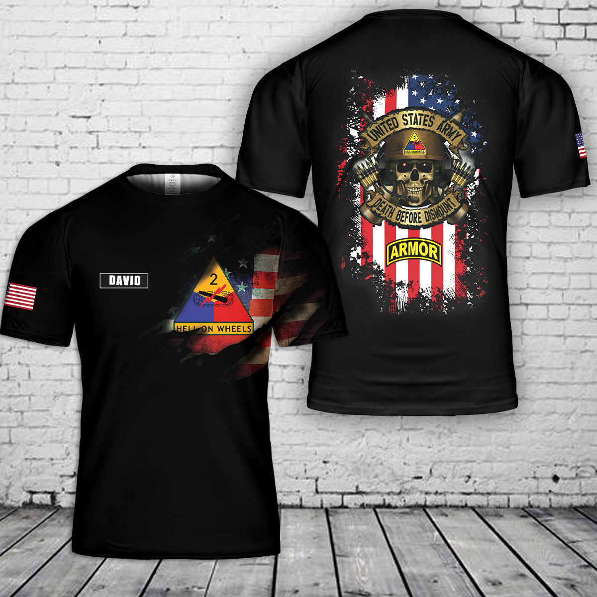 Custom Name 2nd Armored Division 3D T-Shirt