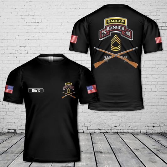 Custom Name 75th Ranger Regiment "Ranger Master Sergeant" T-Shirt 3D