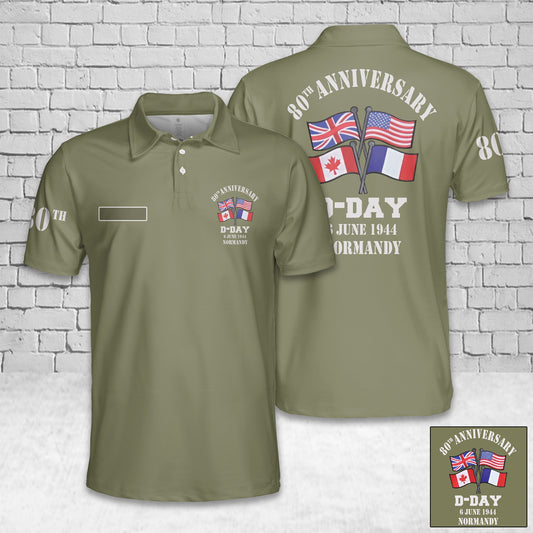 Custom Name 80th Anniversary of D-Day Polo Shirt