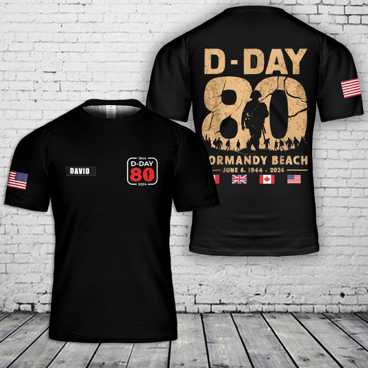 Custom Name 80th anniversary of D-Day 3D T-Shirt
