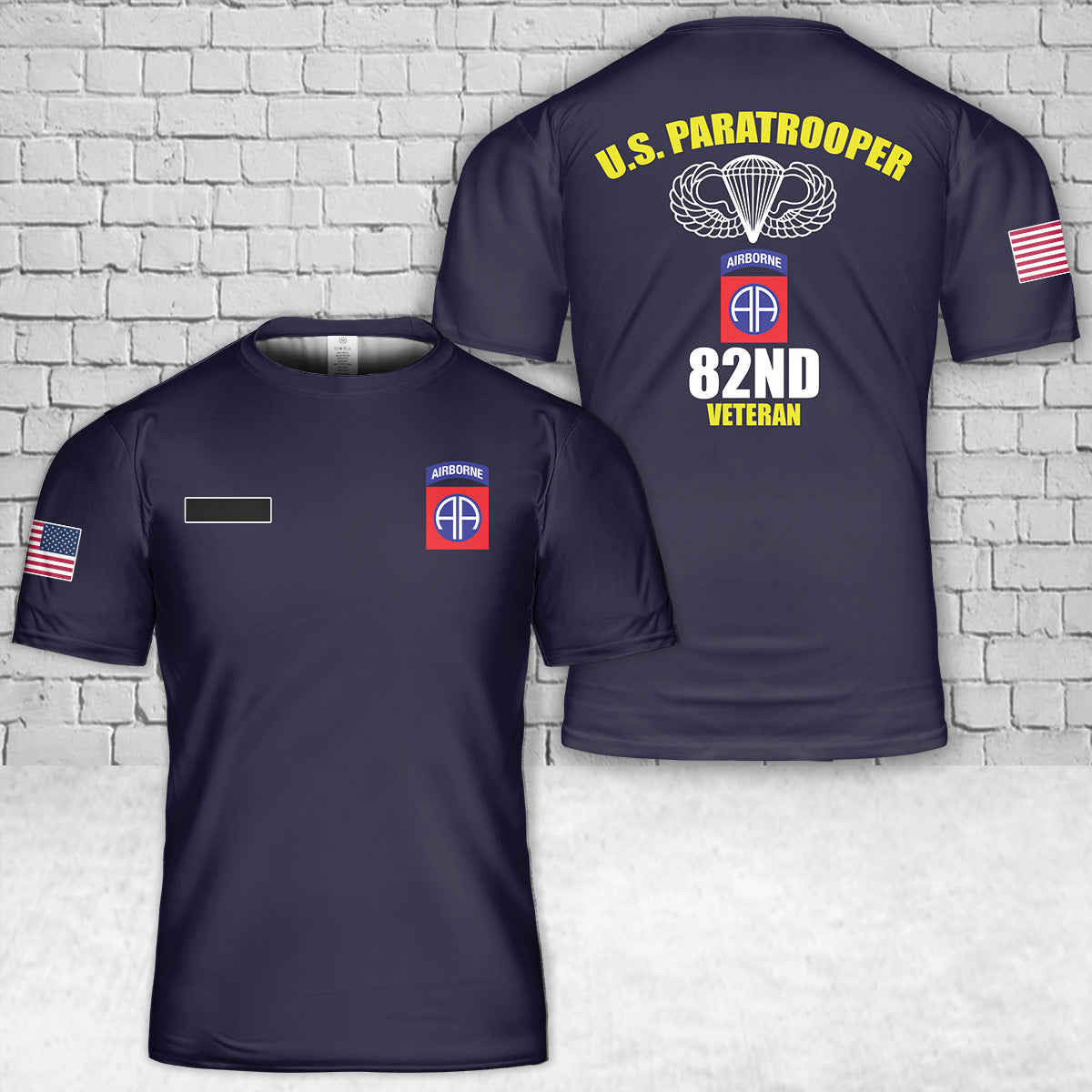Custom Name 82nd Airborne - US Paratrooper Veteran T-Shirt 3D