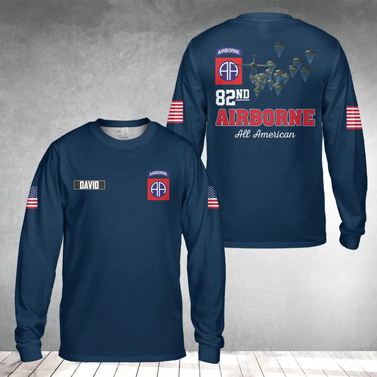 Custom Name 82nd Airborne All American Long Sleeve Shirt
