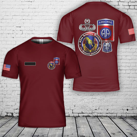 Custom Name 82nd Airborne Division 1st Brigade 504th PIR T-Shirt 3D