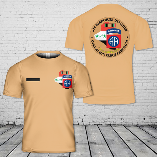 Custom Name 82nd Airborne Division OIF - Operation Iraqi Freedom T-Shirt 3D