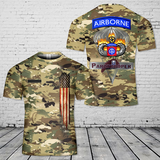 Custom Name 82nd Airborne Division Paratrooper T-Shirt 3D