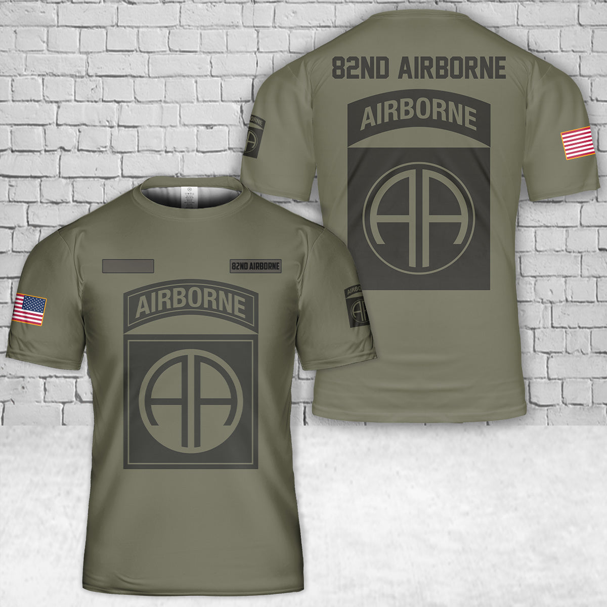 Custom Name US Army 82nd Airborne T-Shirt 3D