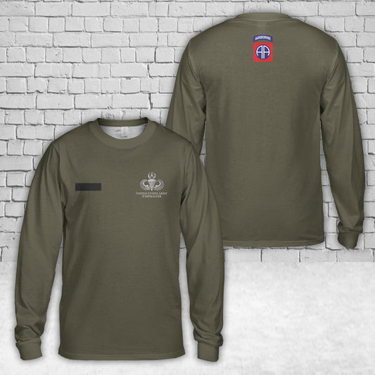 Custom Name 82nd Airborne US Army Jumpmaster AOP Long Sleeve Shirt
