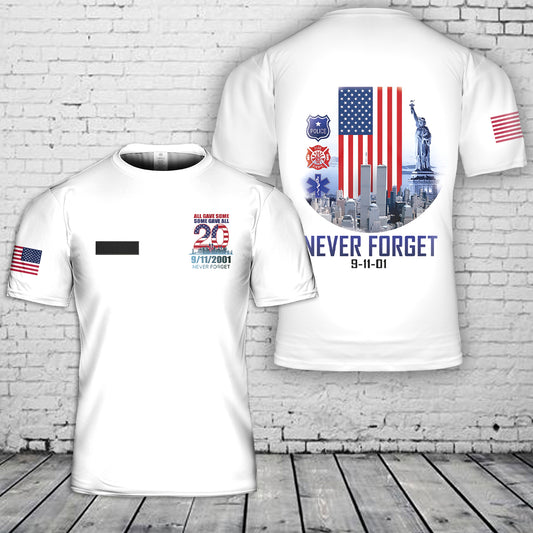 Custom Name 911 Never Forget 3D T-Shirt