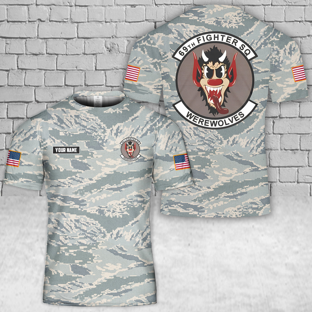 Custom Name USAF 69th Fighter Squadron 3D T-Shirt