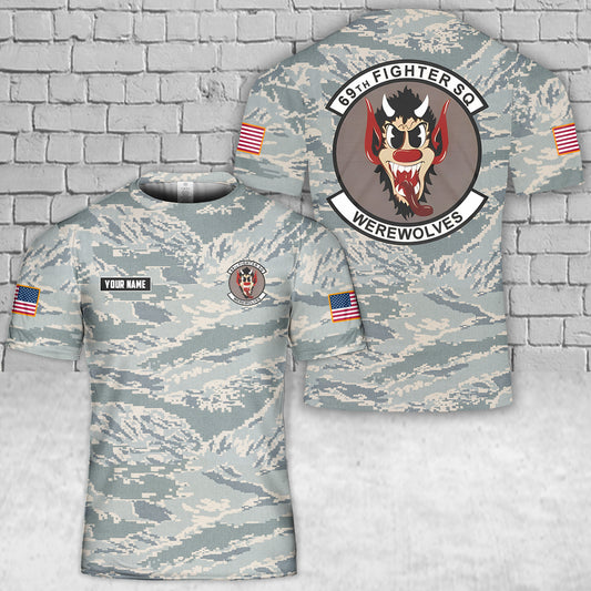 Custom Name USAF 69th Fighter Squadron 3D T-Shirt