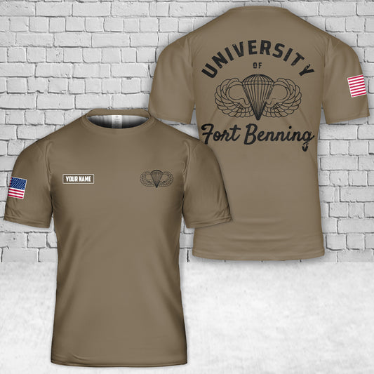 Custom Name Airborne University of Fort Benning Paratrooper T-Shirt 3D