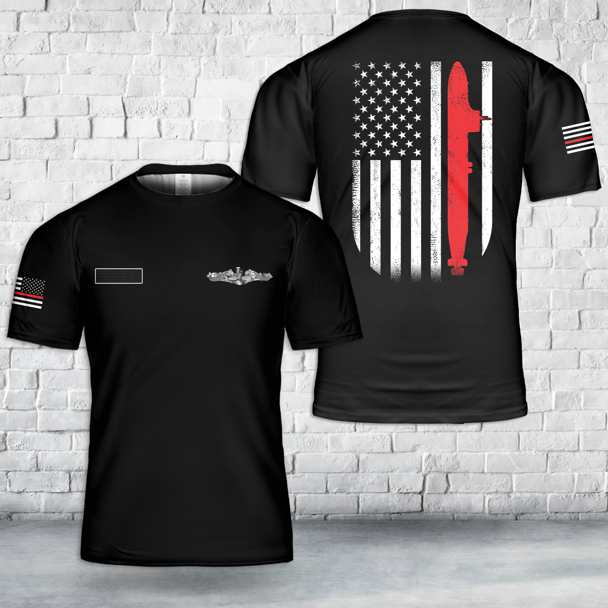 Custom Name American Flag Submarine T-Shirt 3D